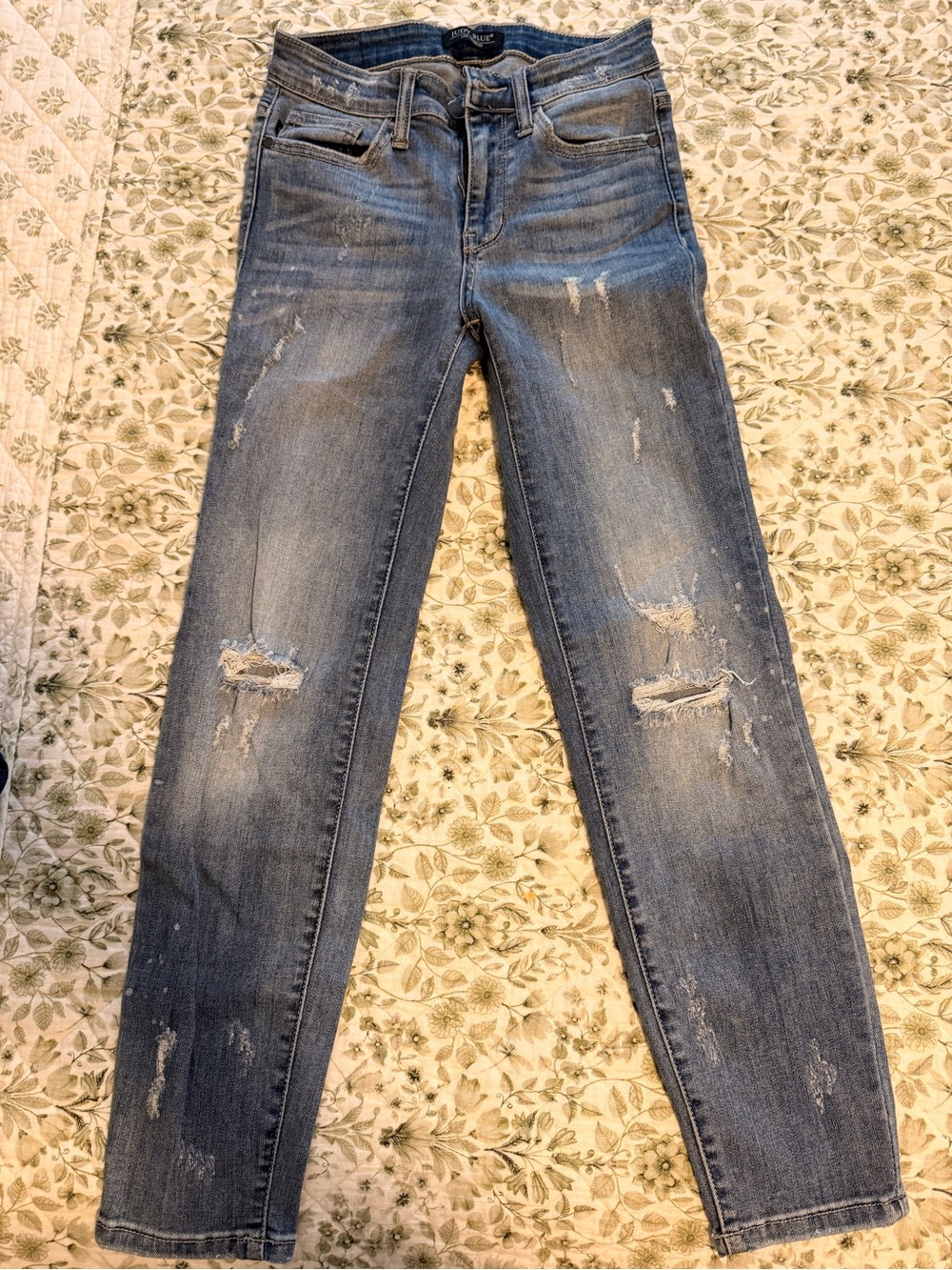Judy Blue Distressed Medium Blue Skinny Jeans
